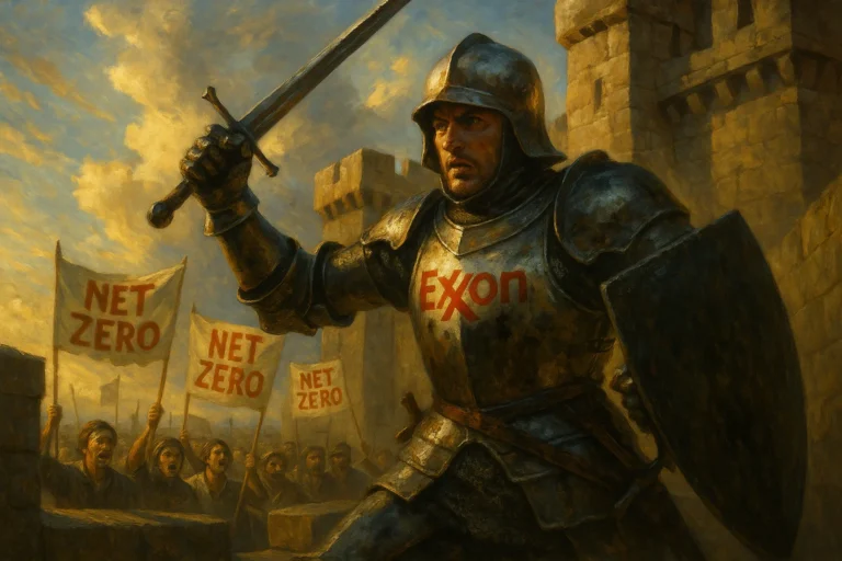 Exxon Knight vs Net Zero protestors